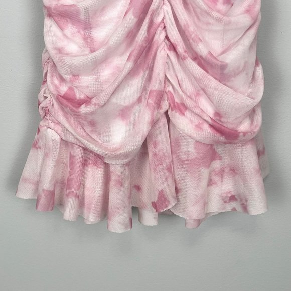 PrettyLittleThing Baby Pink Butterfly Print Ruched Bodycon Dress size 8 - Picture 7 of 16